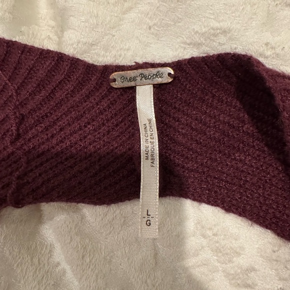 Free People Saffron Fitted Sweater Long Sleeve Pomegranate Wine open back - Picture 5 of 8